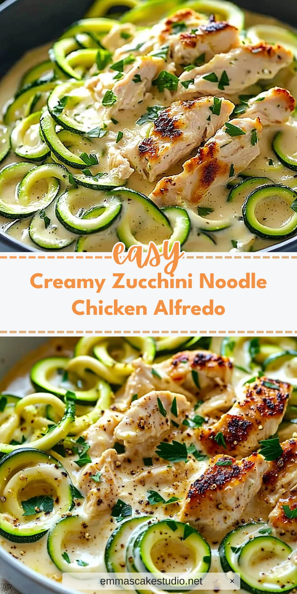 Creamy Zucchini Noodle Chicken Alfredo