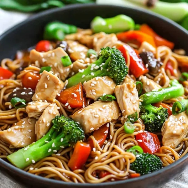 Delicious easy chicken stir fry with vegetables in a skillet