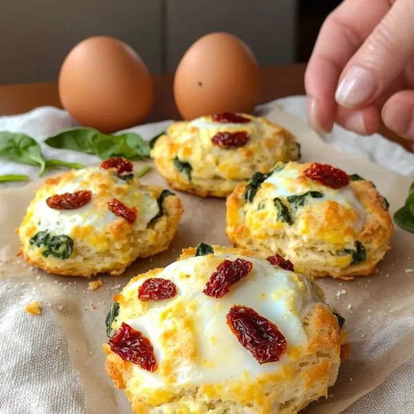 Sun-dried tomato and spinach egg biscuits on a plate