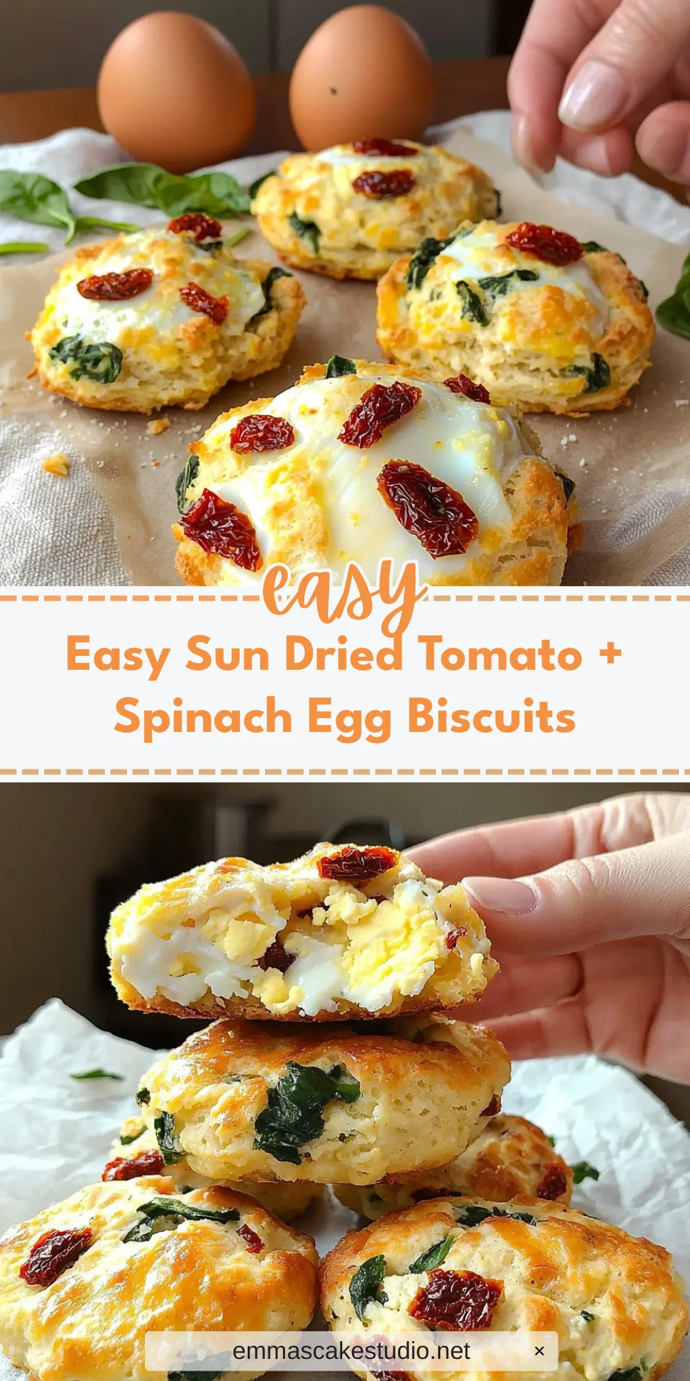 Easy Sun Dried Tomato + Spinach Egg Biscuits