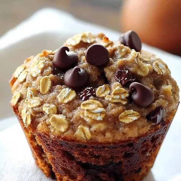 Delicious oatmeal chocolate chip muffins fresh out of the oven