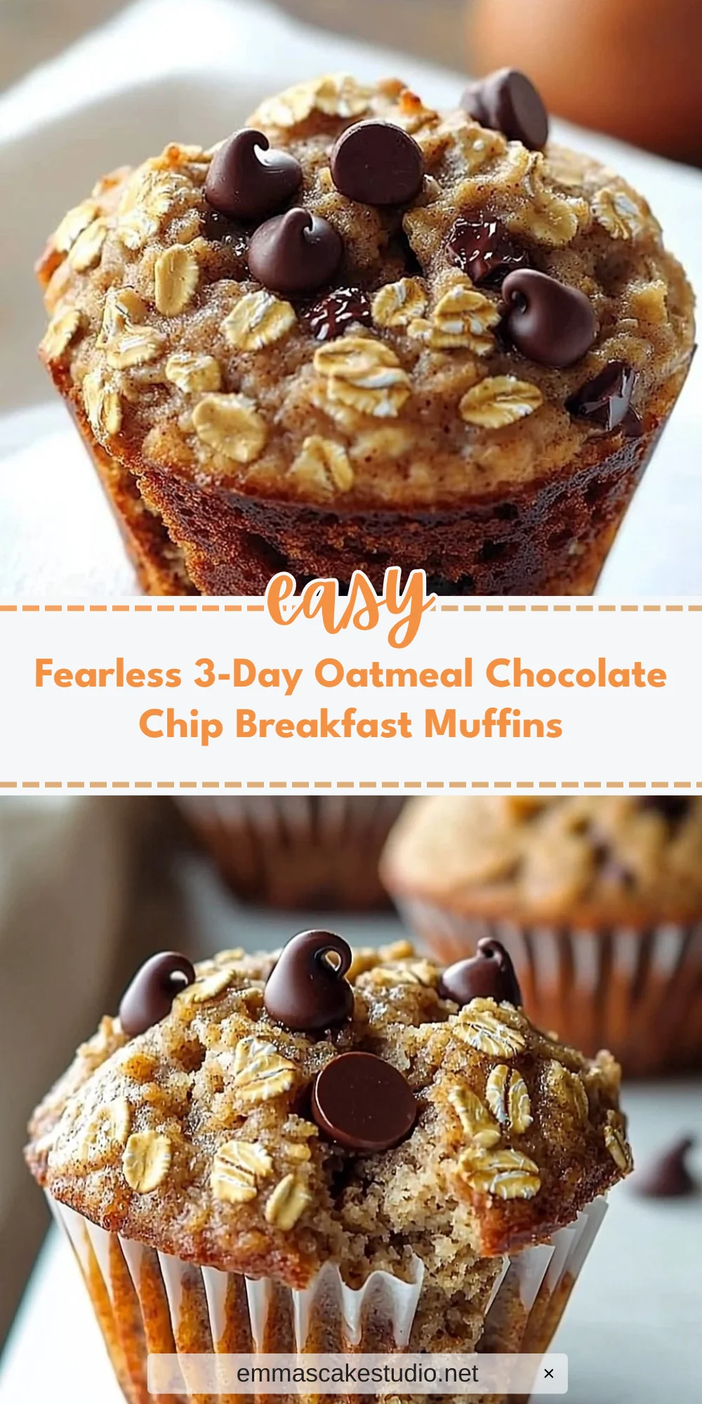Fearless 3-Day Oatmeal Chocolate Chip Breakfast Muffins