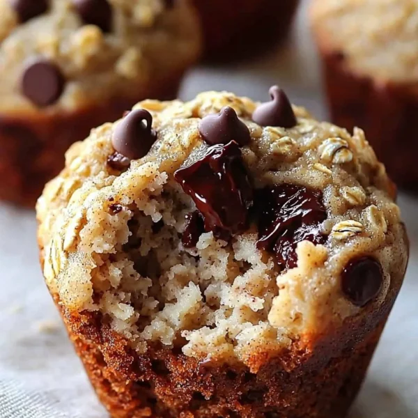 Delicious oatmeal chocolate chip muffins fresh out of the oven