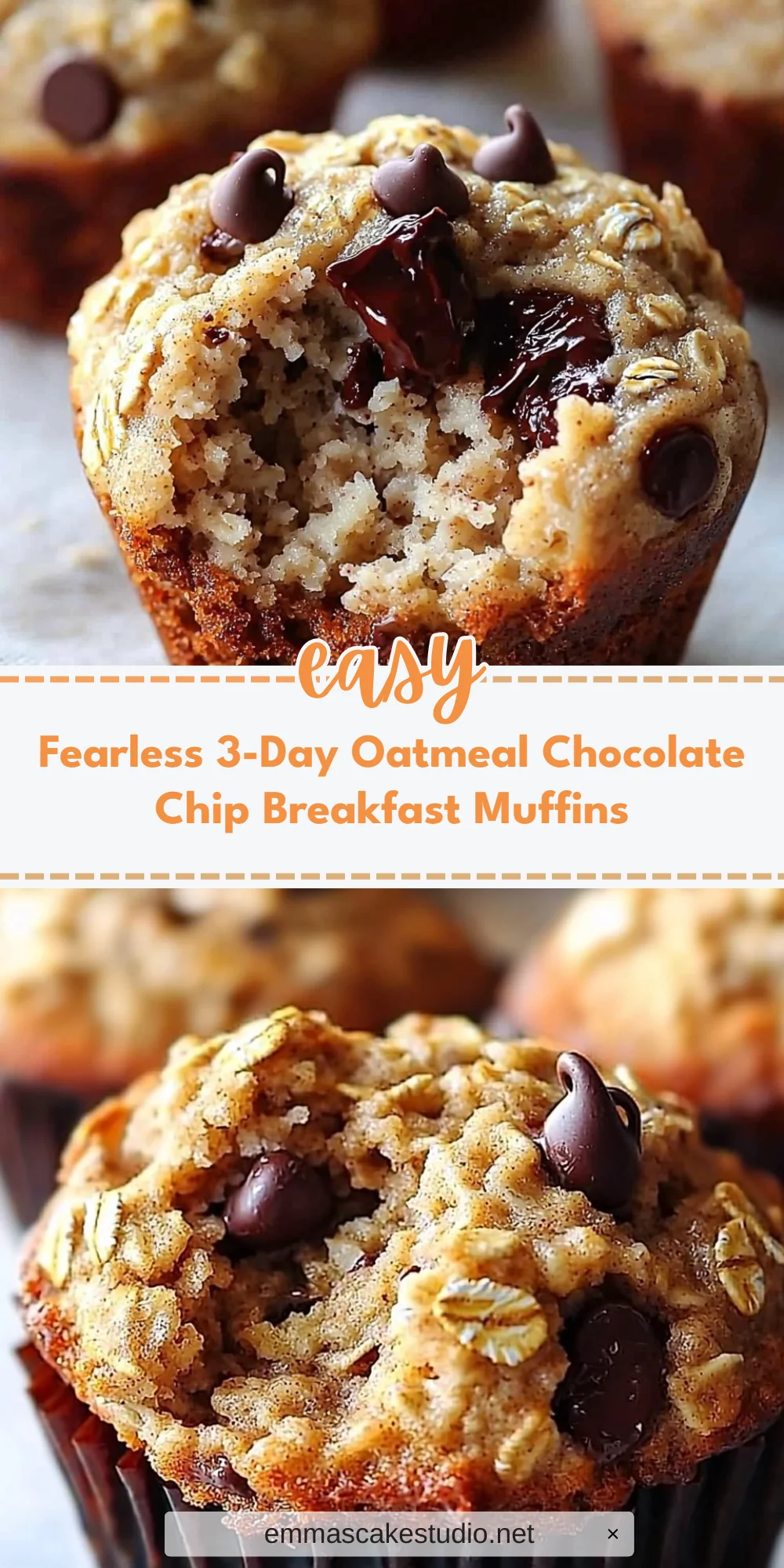 Fearless 3-Day Oatmeal Chocolate Chip Breakfast Muffins