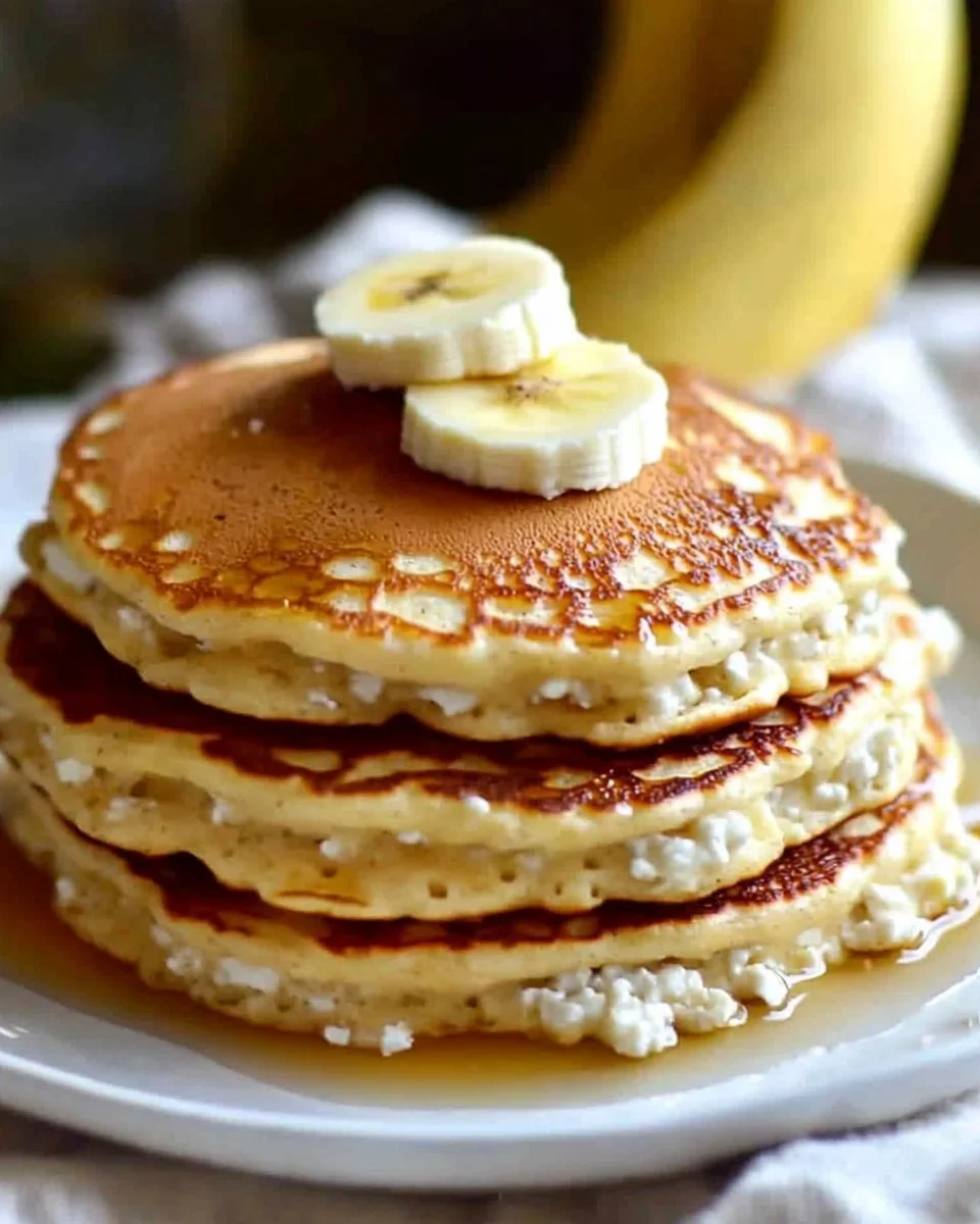 Fluffy Banana Cottage Cheese Pancakes
