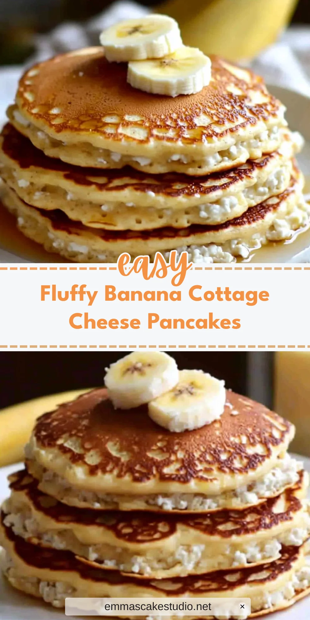 Fluffy Banana Cottage Cheese Pancakes