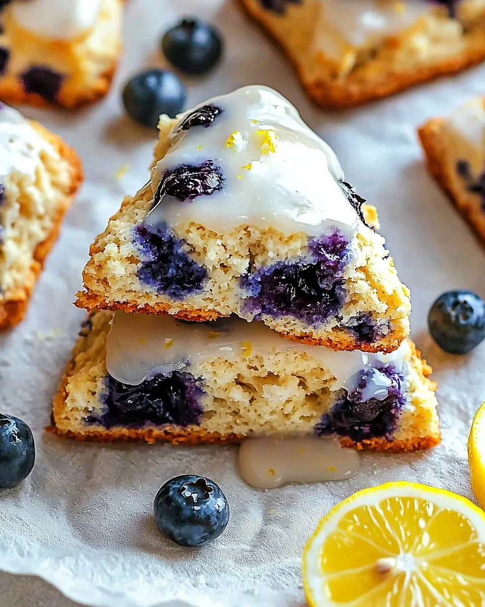 Fluffy Blueberry Scones with Lemon Glaze