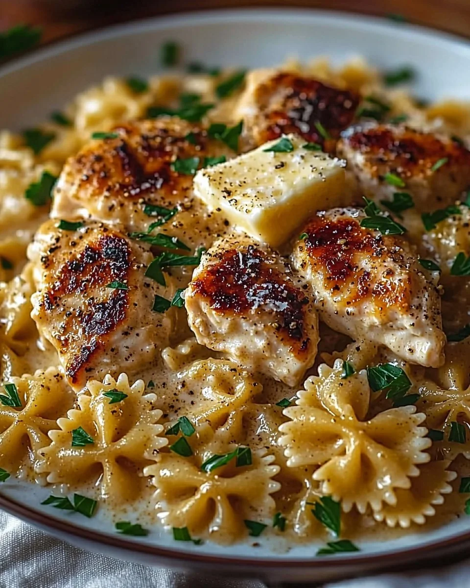 Garlic Butter Chicken and Bowtie Pasta