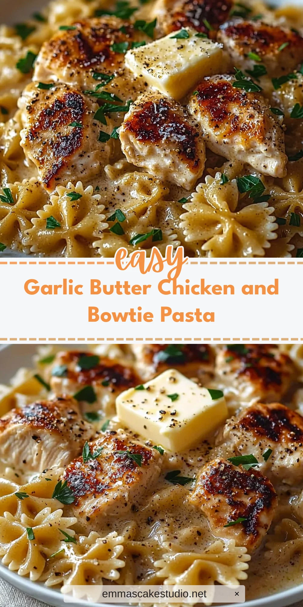 Garlic Butter Chicken and Bowtie Pasta
