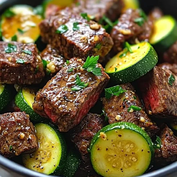 Garlic Butter Steak Bites served in a plate, perfect for a quick dinner