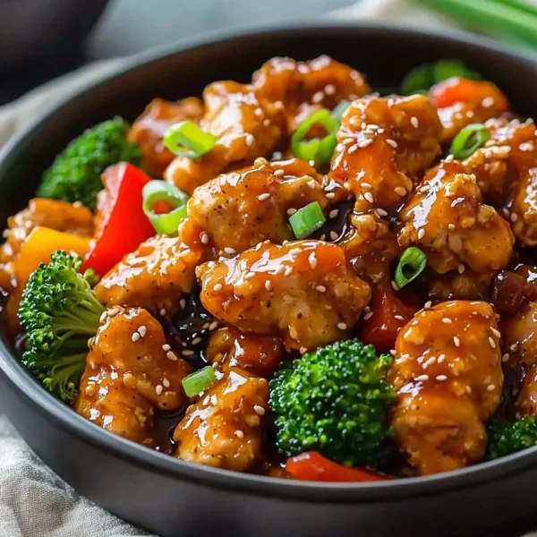 Delicious General Tso's Chicken served in a vibrant dish with vegetables