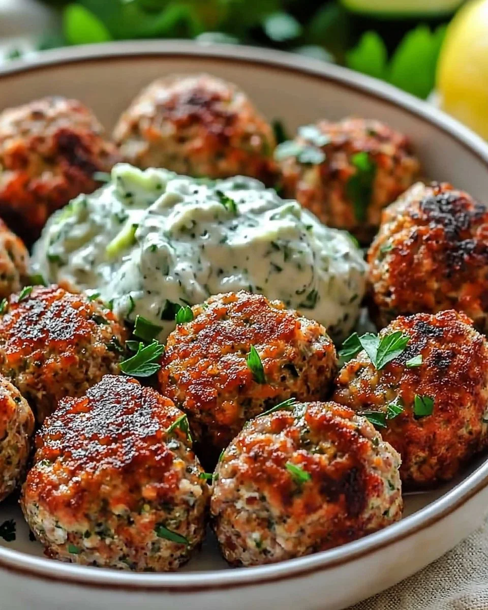 Greek Turkey Meatballs with Tzatziki