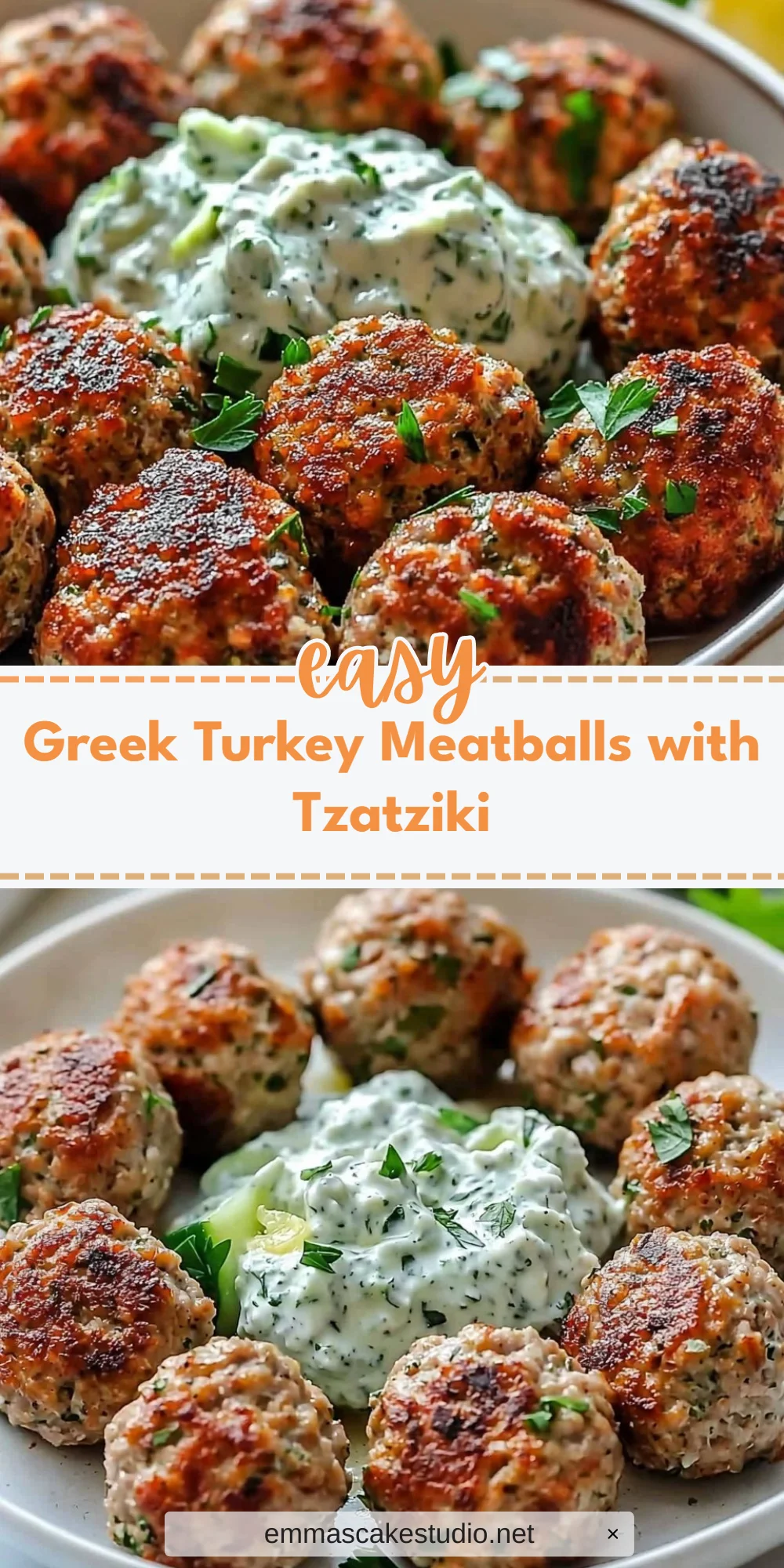 Greek Turkey Meatballs with Tzatziki