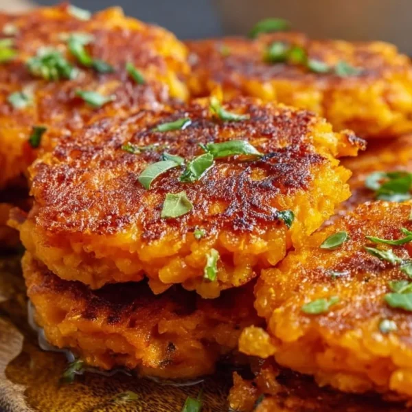 Healthy Sweet Potato Hash Browns served on a plate with fresh herbs.