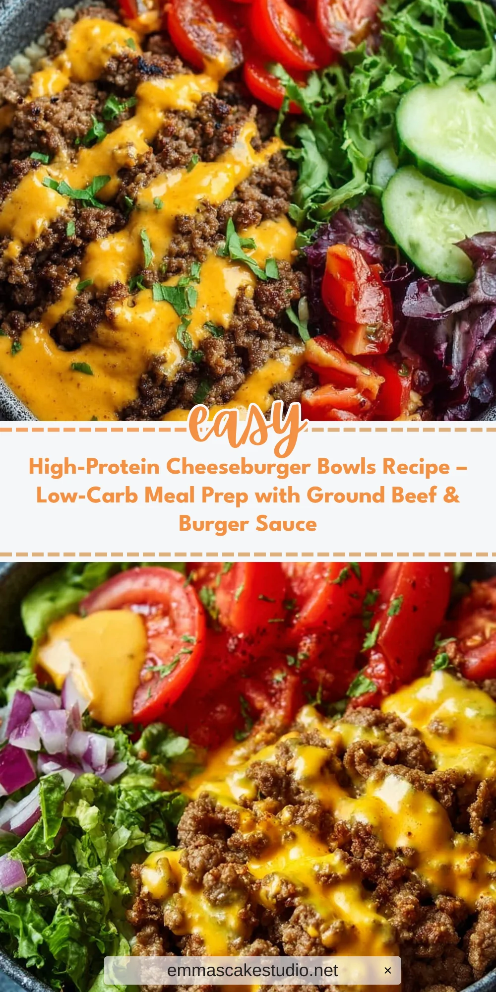 High-Protein Cheeseburger Bowls Recipe – Low-Carb Meal Prep with Ground Beef & Burger Sauce
