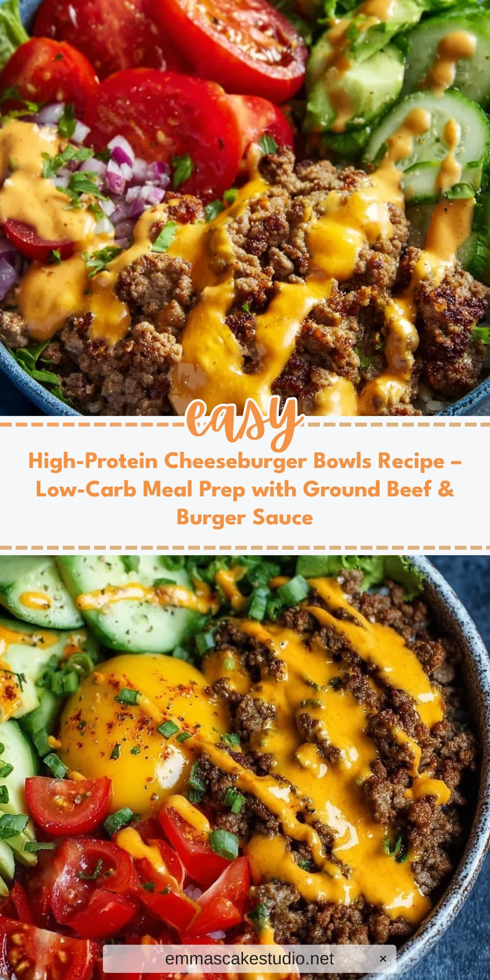 High-Protein Cheeseburger Bowls Recipe – Low-Carb Meal Prep with Ground Beef & Burger Sauce
