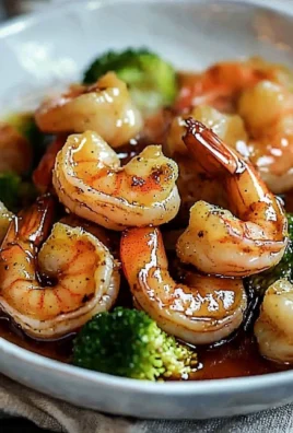High-protein honey garlic shrimp served with veggies on a plate.