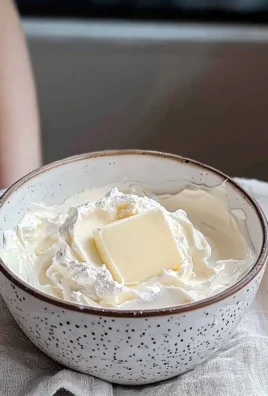 DIY heavy cream made with milk and butter in a bowl