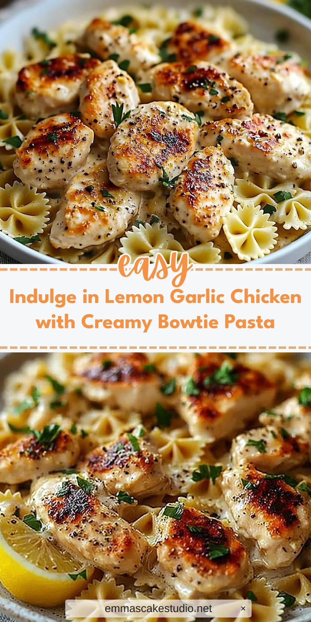 Indulge in Lemon Garlic Chicken with Creamy Bowtie Pasta