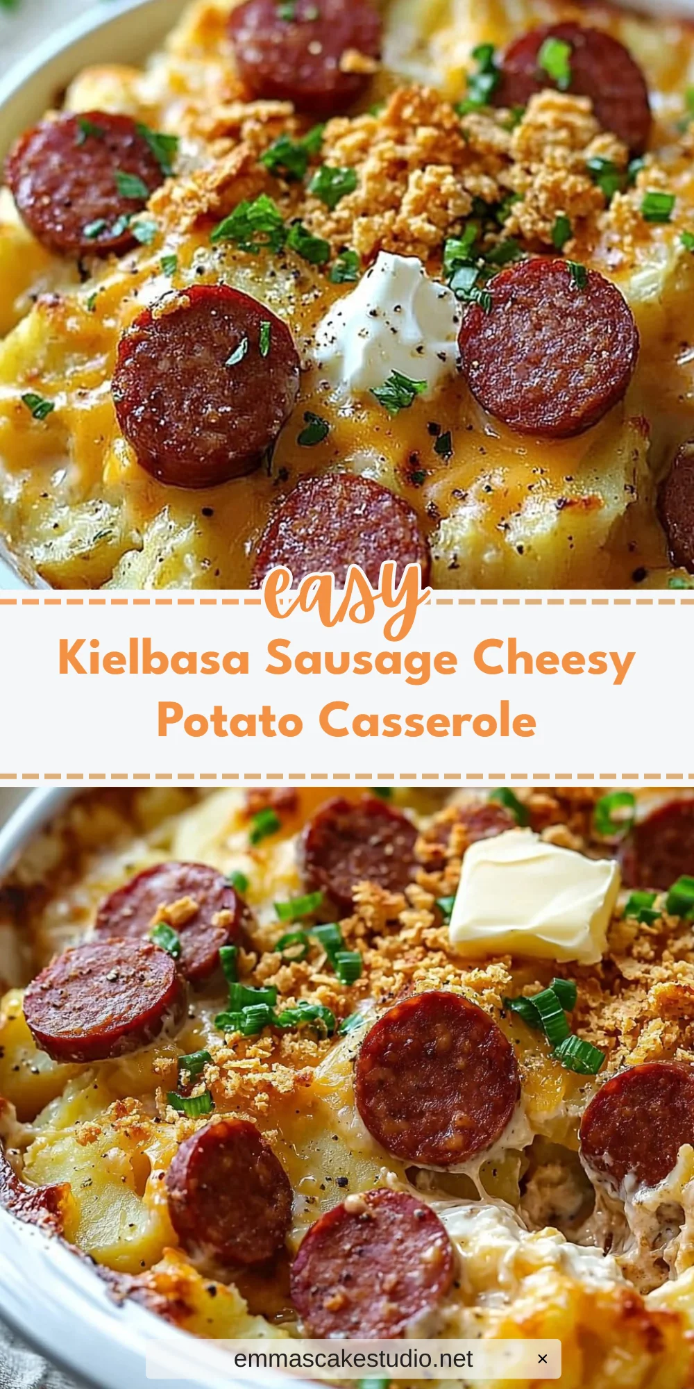 Kielbasa Sausage Cheesy Potato Casserole