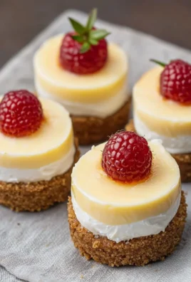 A variety of mini cheesecakes garnished with fruit and chocolate.