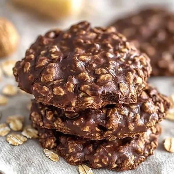Delicious no-bake chocolate oatmeal cookies on a plate