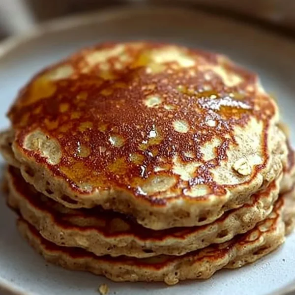 Delicious oatmeal pancakes served on a plate without banana
