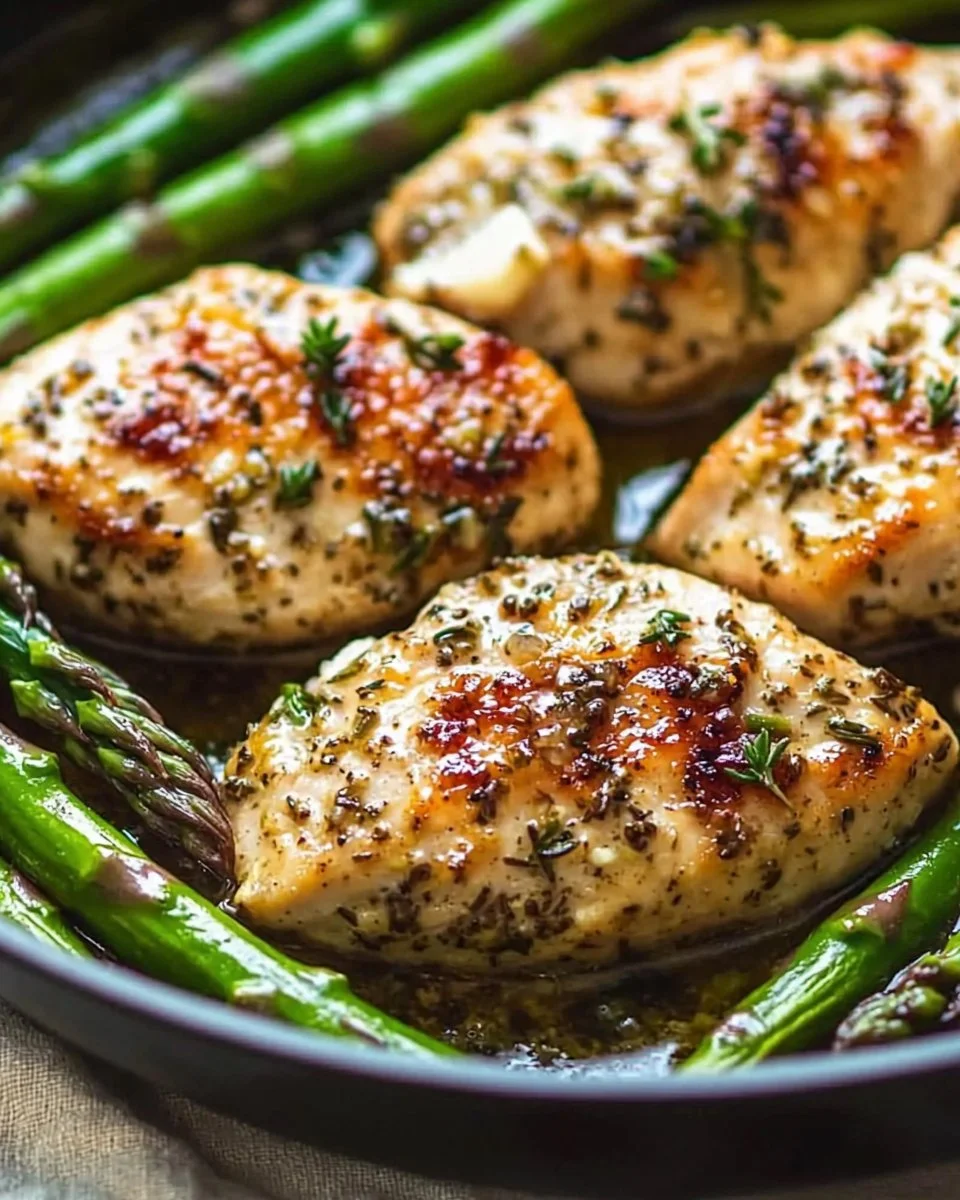 One Pan Garlic Herb Chicken and Asparagus