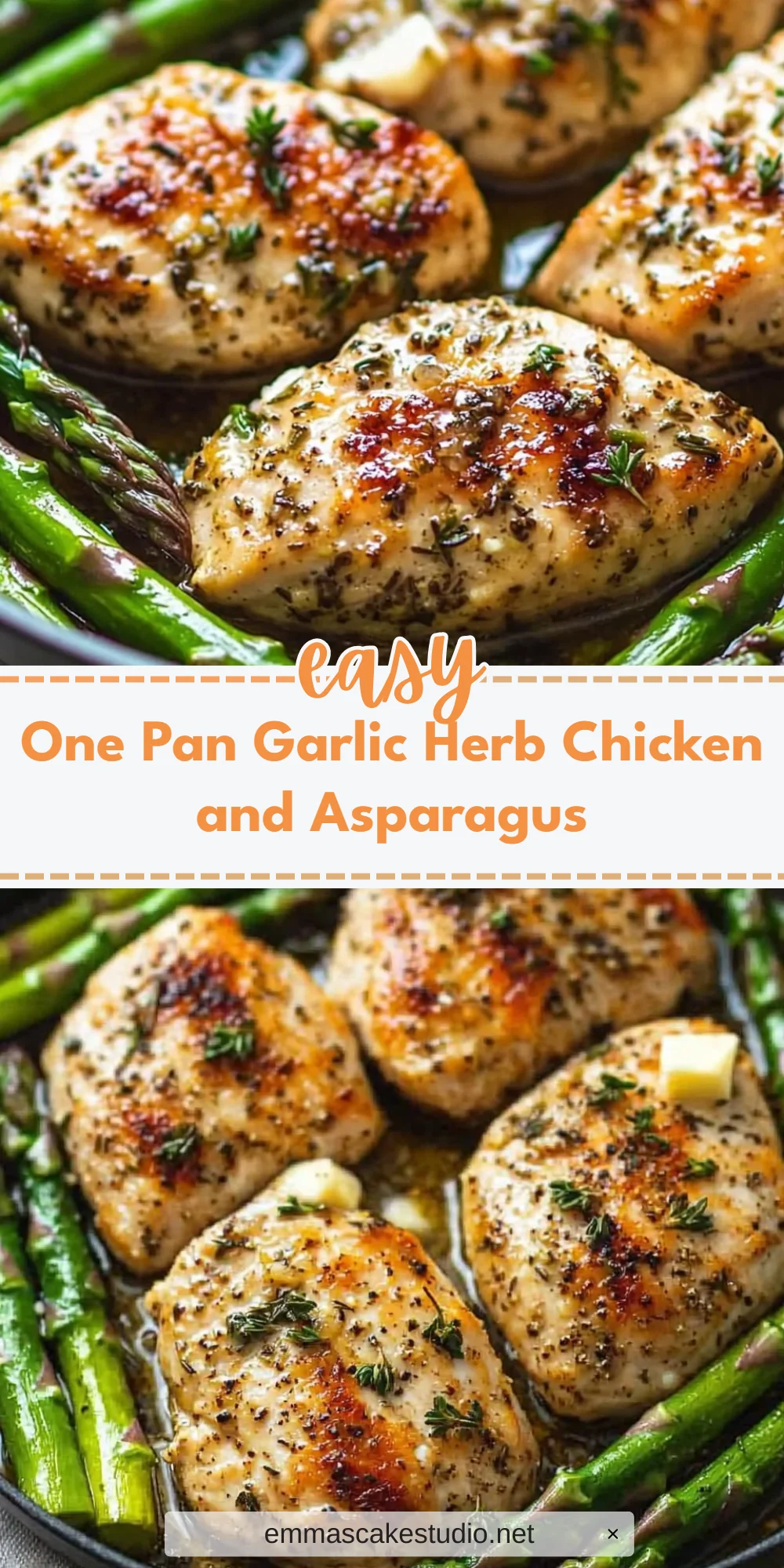 One Pan Garlic Herb Chicken and Asparagus
