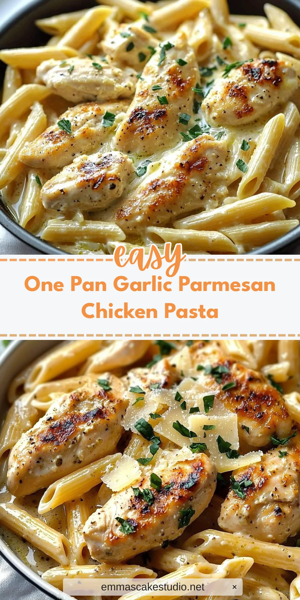 One Pan Garlic Parmesan Chicken Pasta