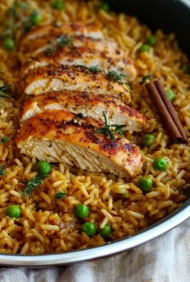 One Pan Mediterranean Chicken and Rice dish with colorful vegetables and spices