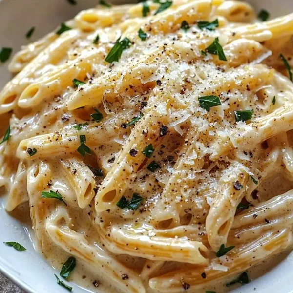Delicious one pot creamy garlic pasta served in a bowl