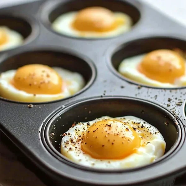 Oven baked eggs in a muffin tin for a healthy breakfast