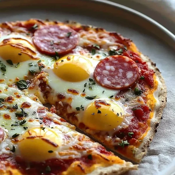 A delicious plate of Pizza Eggs topped with cheese and herbs
