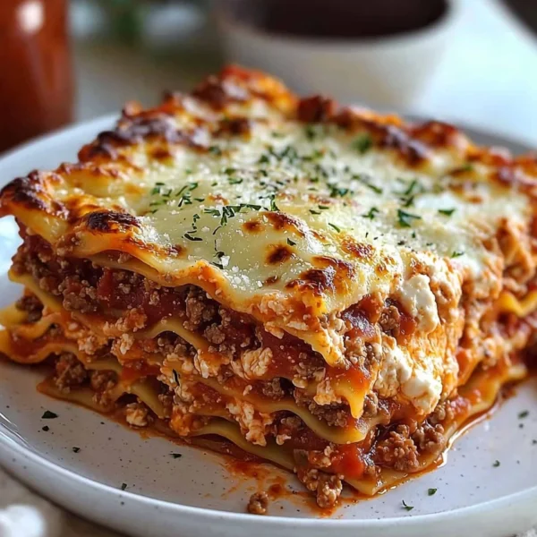Delicious quick and easy lasagna ready to serve for holiday gatherings.