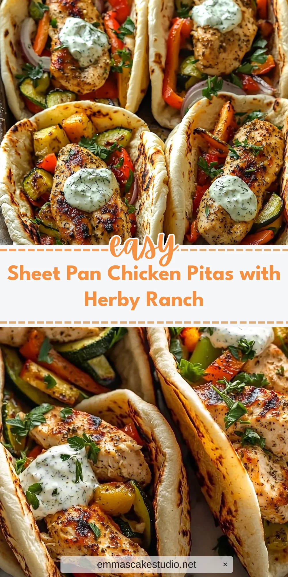 Sheet Pan Chicken Pitas with Herby Ranch