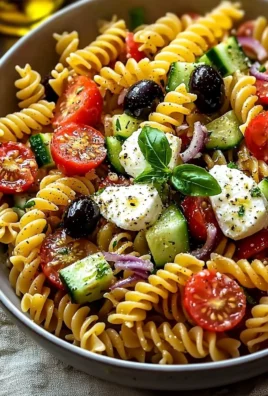 Colorful Simple Italian Pasta Salad with vegetables and herbs