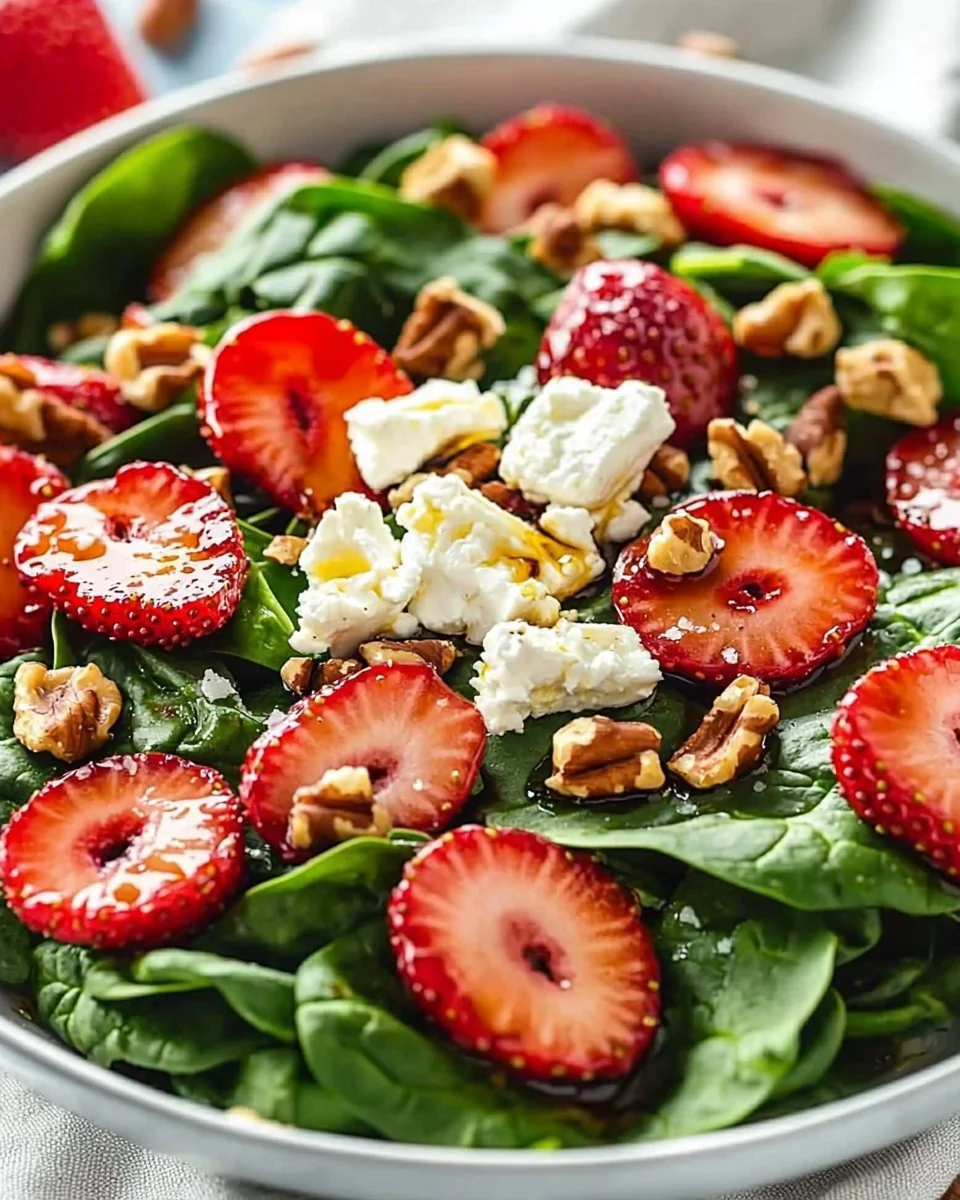 Spinach Strawberry Walnut Salad with Feta