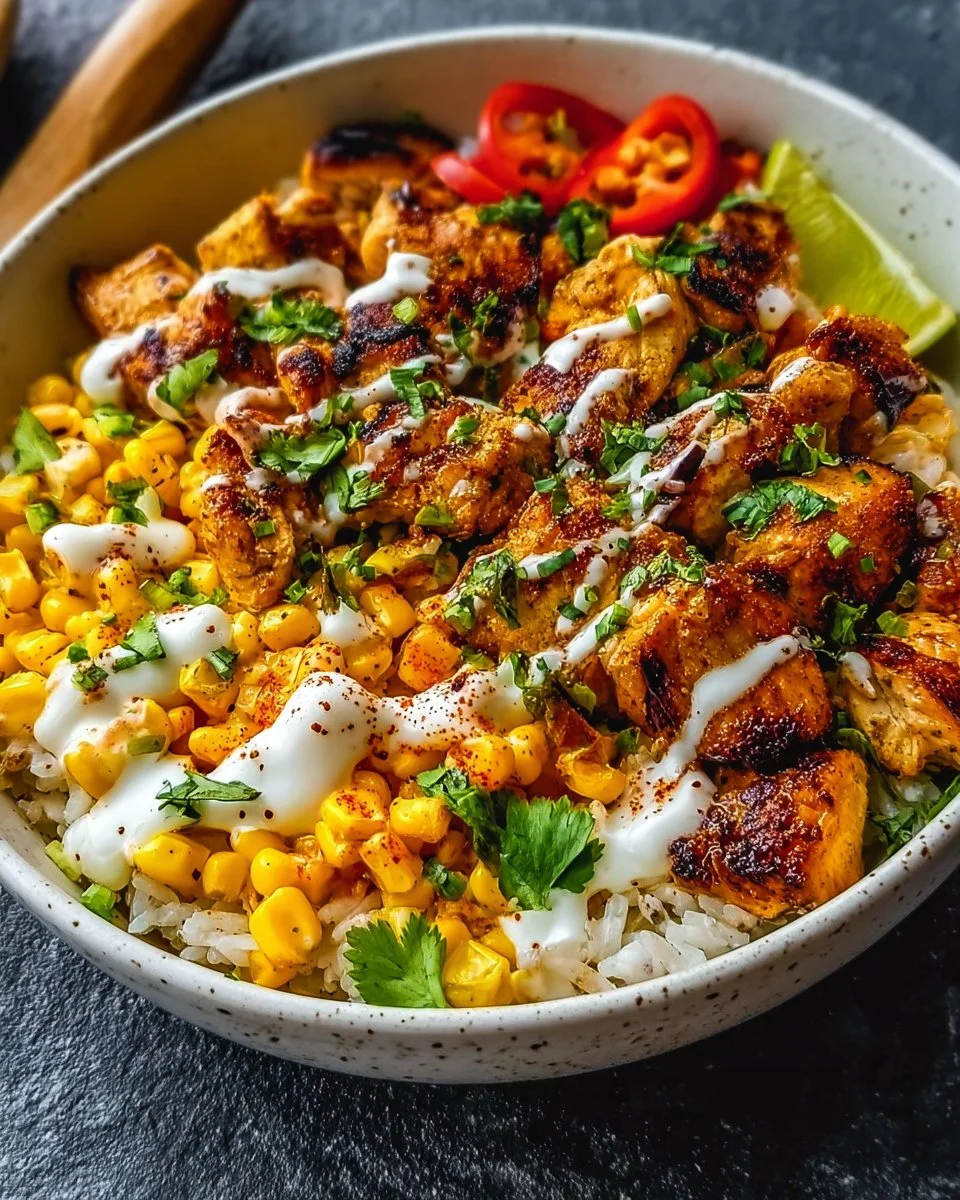 Street Corn Chicken Rice Bowl