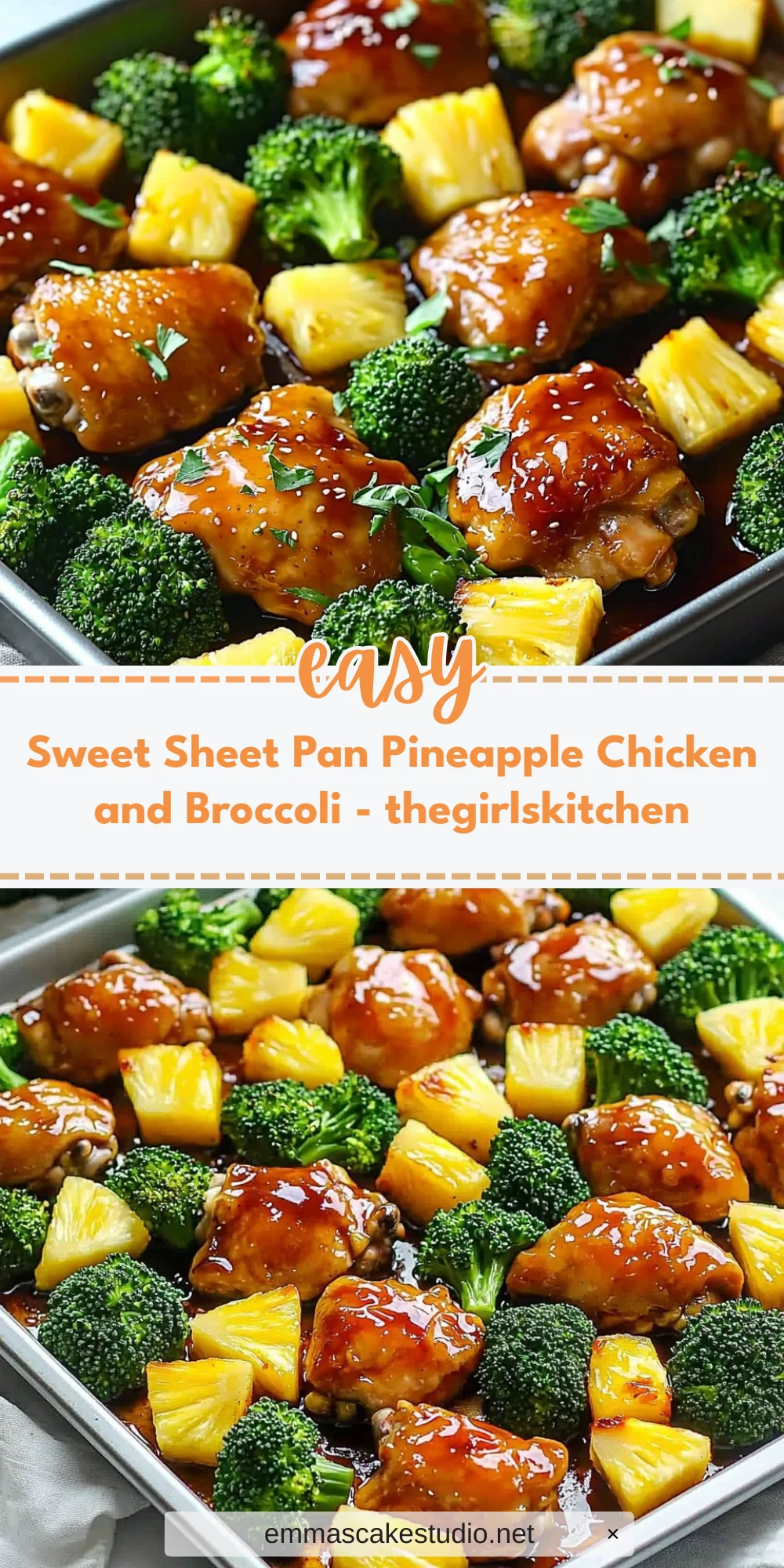 Sweet Sheet Pan Pineapple Chicken and Broccoli - thegirlskitchen