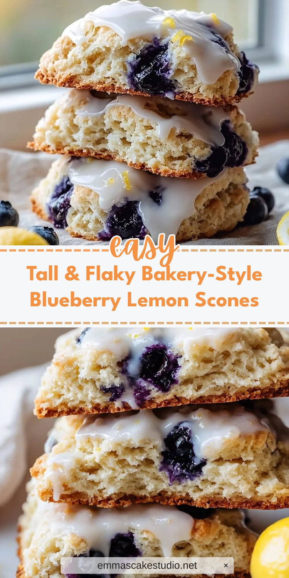 Tall & Flaky Bakery-Style Blueberry Lemon Scones