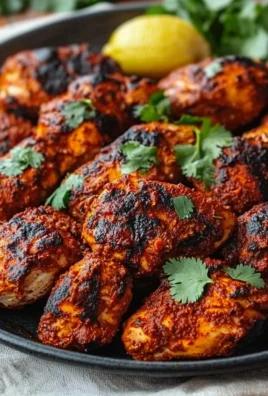 Delicious plate of Tandoori Chicken with spices and herbs