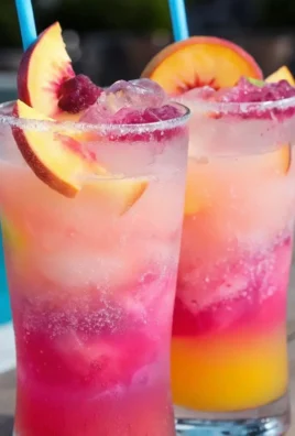 A refreshing Beach Peach Lemonade Cocktail served on a beach.