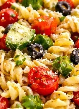 Best pasta salad with Italian dressing served in a bowl