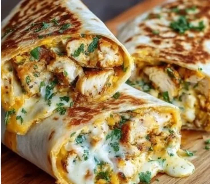 Cheesy Garlic Chicken Wraps