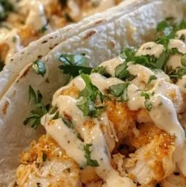 Plated Chicken Caesar Tacos with fresh ingredients and toppings