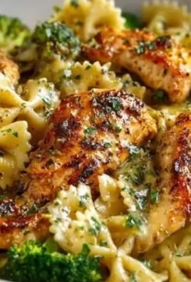 Cowboy Butter Lemon Bowtie Chicken with Broccoli served on a plate