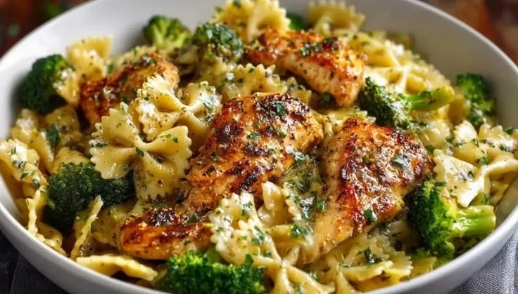 Cowboy Butter Lemon Bowtie Chicken with Broccoli