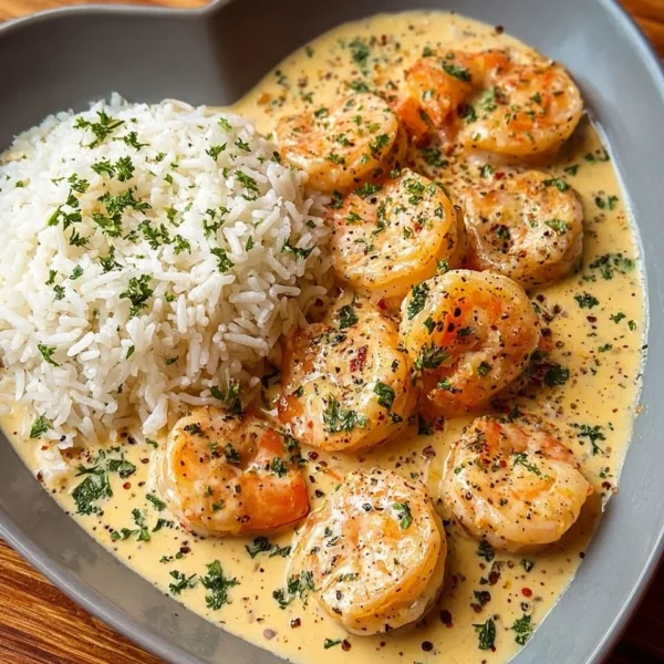Creamy garlic butter shrimp served with rice in a one-pan meal