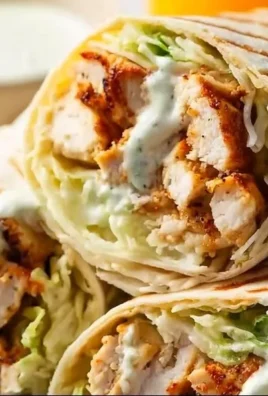 Grilled chicken wraps filled with fresh vegetables and a tasty sauce.